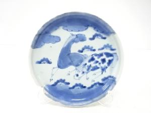 古伊万里　染付　馬　七寸皿